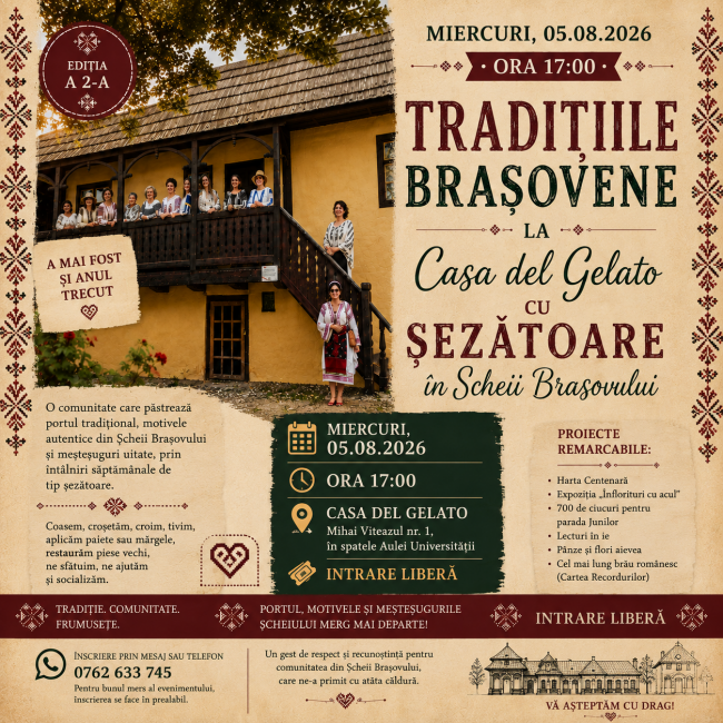 Șezătoare în Șcheii Brașovului la Casa del Gelato – Tradiții Brașovene | Brașov