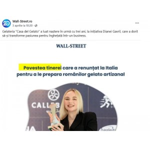 Casa del Gelato în Wall-Street România | Apariție în presă